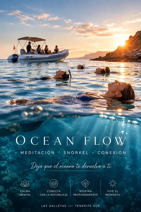Cartel de Ocean Flow con personas en el agua